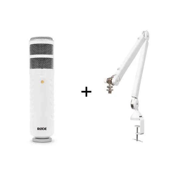 RODE Podcaster MKII + RODE PSA1 Plus White