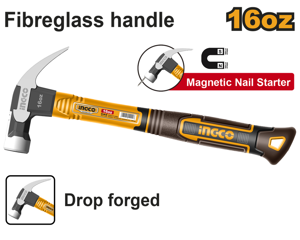 Молоток-гвоздодер INGCO HCH81016 450 г Молоток-гвоздодер INGCO HCH81016 450 г
