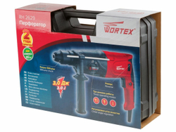 Перфоратор WORTEX RH 2629 в чем. + (2 зубила, 3 сверла) 800 Вт, 3.0 Дж, 26 мм, 4 режима, SDS-plus