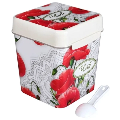 Ёмкость "Маки" (чай) 1,2л. с ложкой