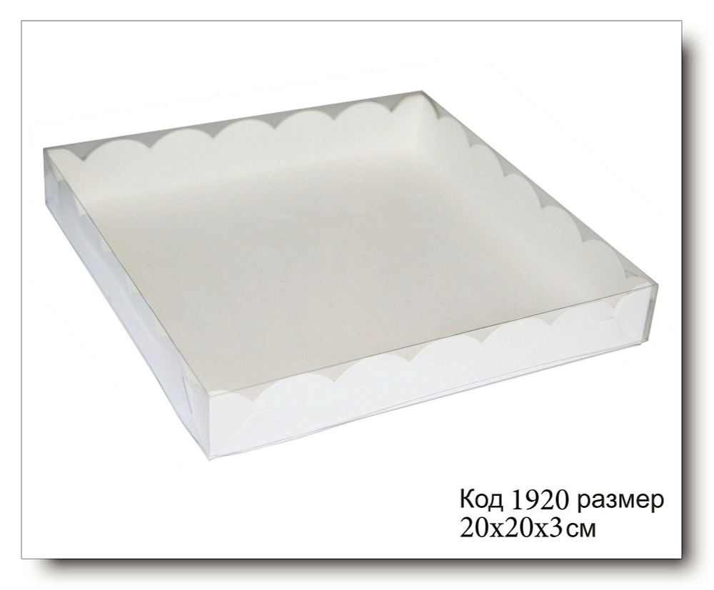 Коробка код 1920 размер 20х20х3 см с пластиковой крышкой для пряника
