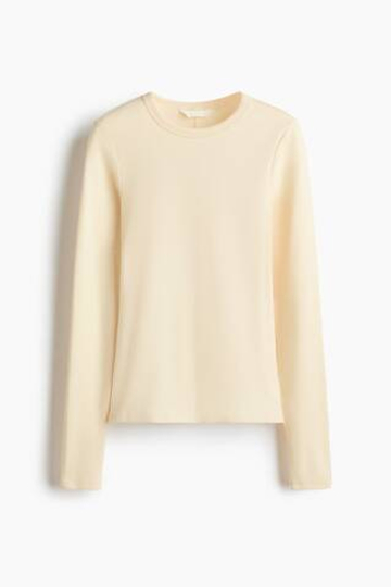 H&M Футболка с длинными рукавами из трикотажа, светло-желтый