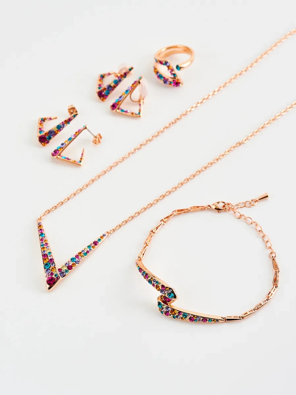 Браслет Молния с разноцветными кристаллами Swarovski