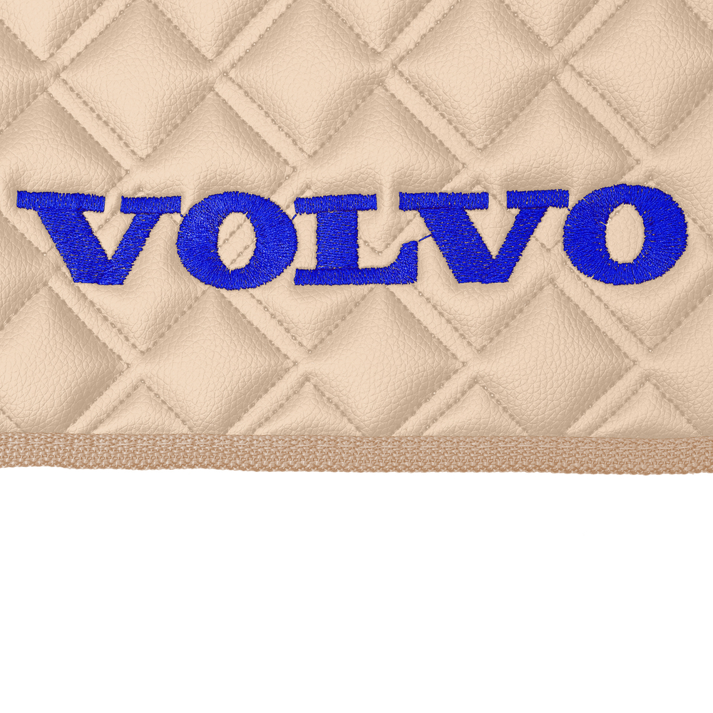 Ковры VOLVO FH-12 2009-2013г (автомат) (экокожа, бежевый, бежевый кант, синяя вышивка)