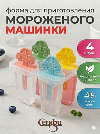Форма для приготовления мороженого «Машинка» 4шт