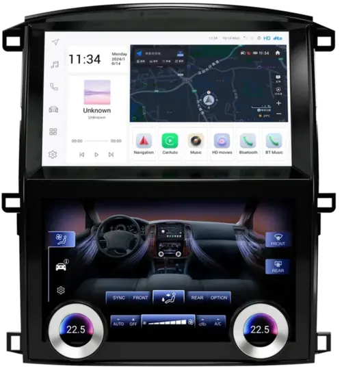 Магнитола для Toyota Land Cruiser 100, Lexus LX470 2002-2007 (любая комплектация) - Kuberg ZF-9001-GE вертикальный экран в стиле "Тесла" на Android 13, Быстрая, CarPlay, 4G SIM-слот