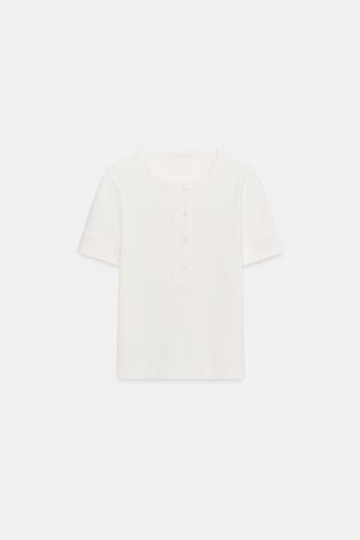 ZARA ФУТБОЛКА ИЗ СМЕСИ ЛИОЦЕЛЛА И ШЕРСТИ, БЕЛЫЙ