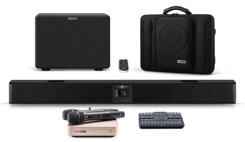 Караоке система Evobox Plus с микрофонами + Акустическая система EvoSound Bar