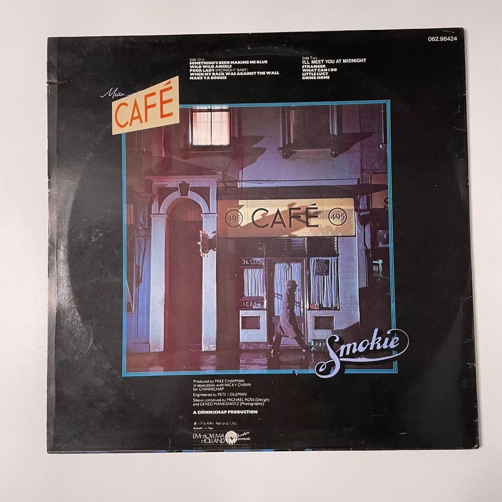 Винтажная виниловая пластинка LP Smokie Midnight Caf (Англия 1976) I'll Meet You At Midnight
