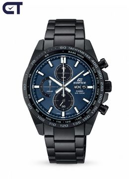 CASIO EFR-574DC-2AVUDF EDIFICE мужские наручные часы — чёрный хронограф с синим циферблатом и тахиметром