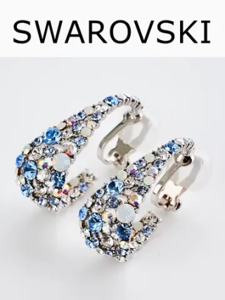 Клипсы Россыпь из голубых камней Swarovski