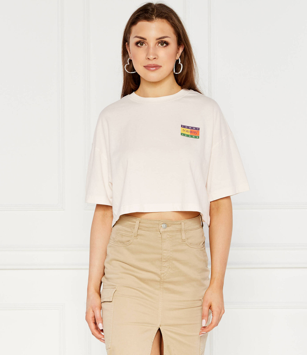 Футболка летняя flag Tommy Jeans - экрю(DW0DW18141)