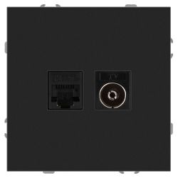Розетка ЭРА Galaxy 15-3110-05 комбинированная RJ45+TV IP20 антрацит | Эра Galaxy