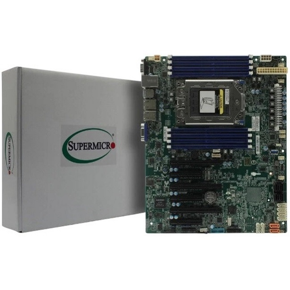 Материнская плата SuperMicro EPYC, SP3/SoC/8xDDR4 ECC REG/5xPCI-Ex16/2xM.2/RAID/2xGLAN/ATX (MBD-H12SSL-I-B)