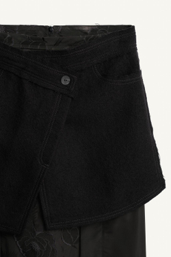 ZARA КОМБИНИРОВАННАЯ ЮБКА С ОТДЕЛКОЙ — LIMITED EDITION, ЧЕРНЫЙ