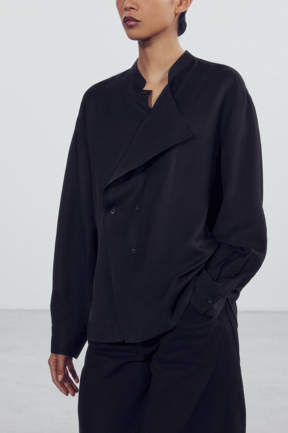 ZARA РУБАШКА НА ЗАПАХ — ZW COLLECTION, ЧЕРНЫЙ
