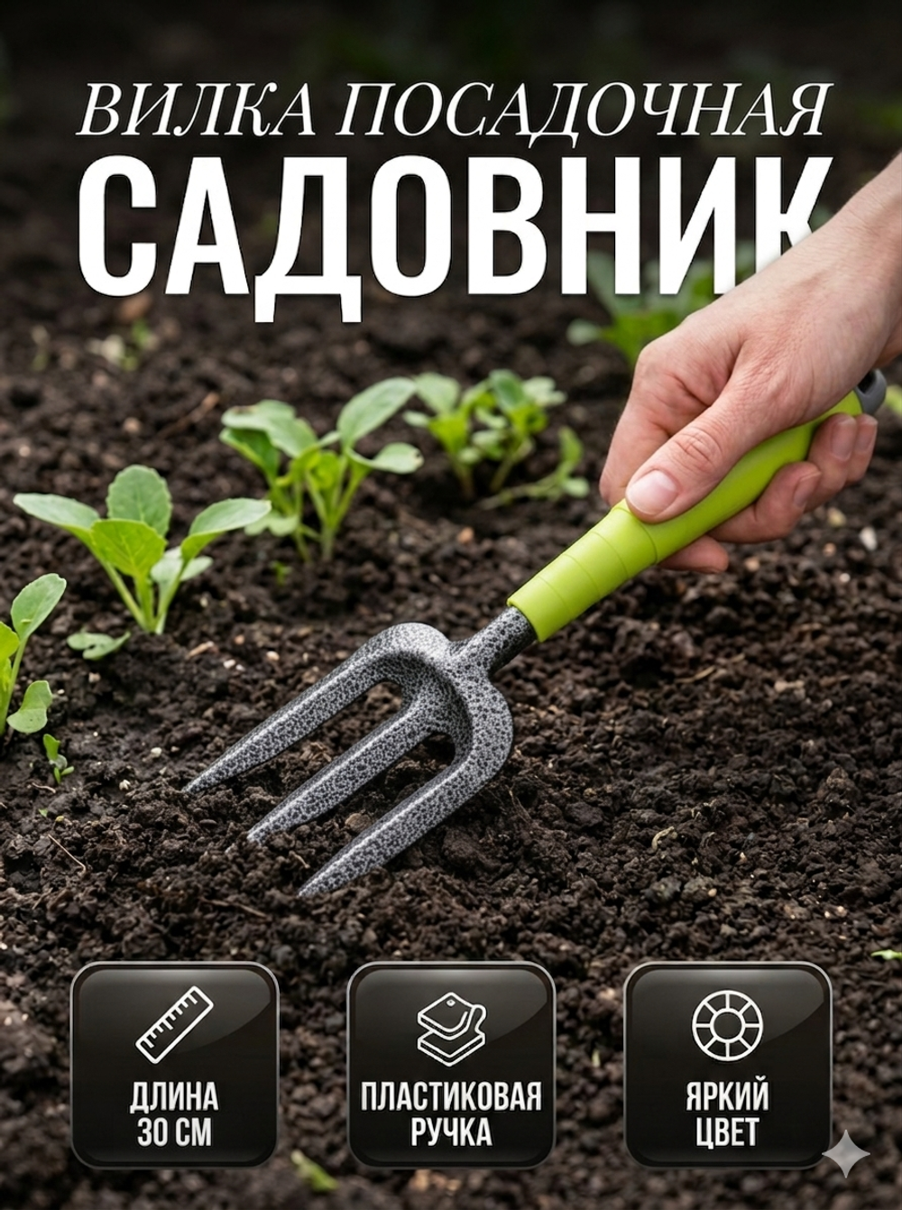 Вилка посадочная «Садовник» 30см пластиковая ручка