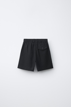 ZARA ШОРТЫ ИЗ СМЕСОВОГО ХЛОПКА И ЛЬНА, ЧЕРНЫЙ