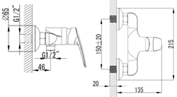 Смеситель для душа AZARIO Эвора керамический картридж, хром (AZ-WKE33361C-E)