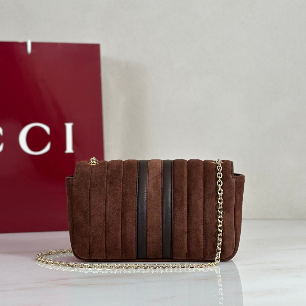 Женская сумка Gucci GG Marmont — коричневая, 20,5 см — фото 3
