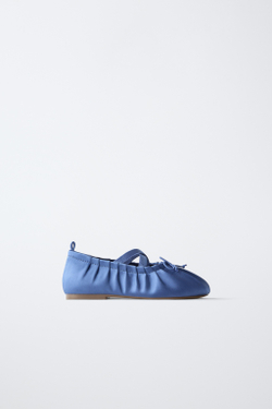 ZARA АТЛАСНЫЕ БАЛЕТКИ, СИНИЙ