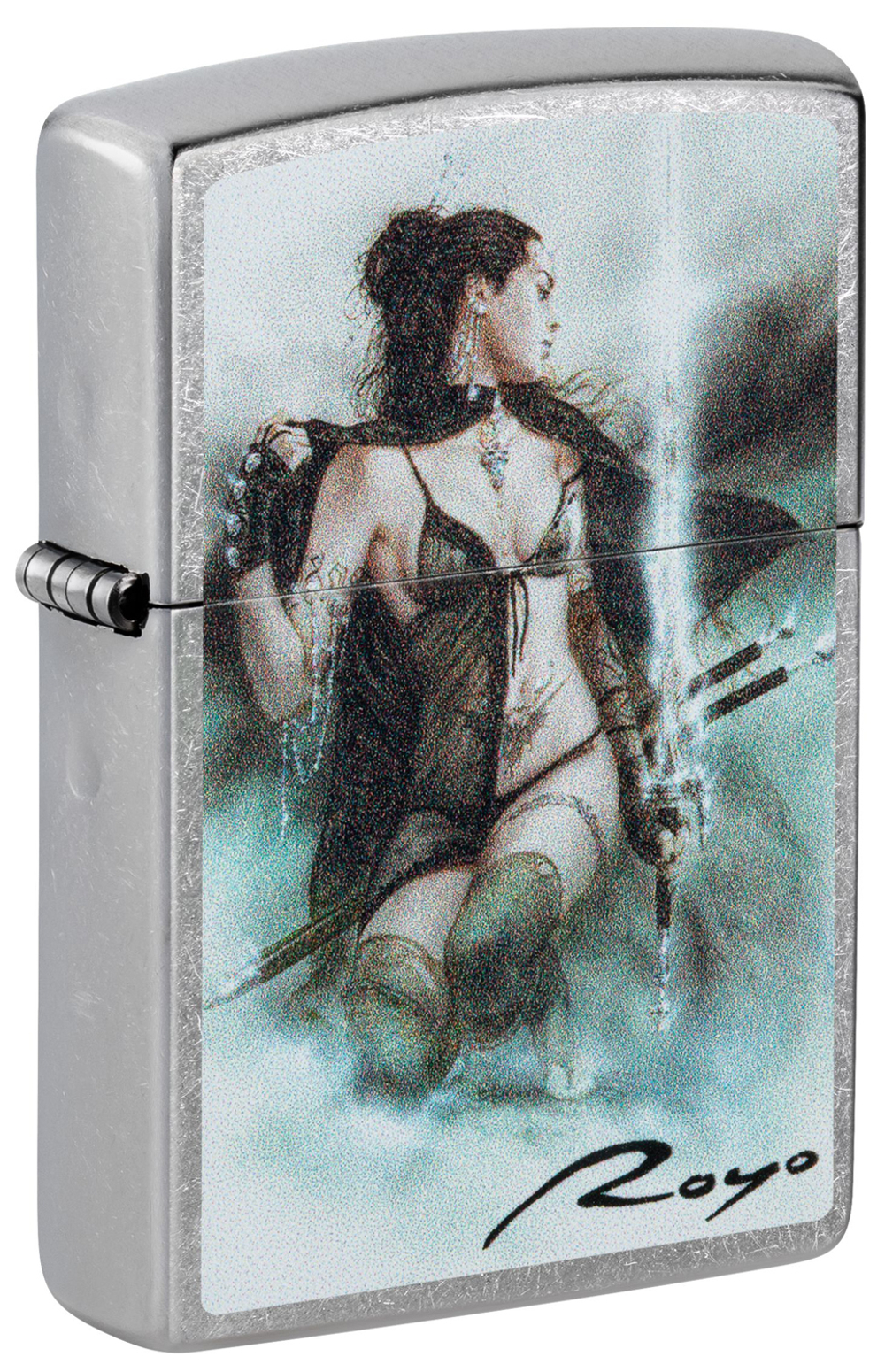 Зажигалка Zippo Luis Royo с покрытием Street Chrome, латунь/сталь, серебристая, 38x13x57 мм