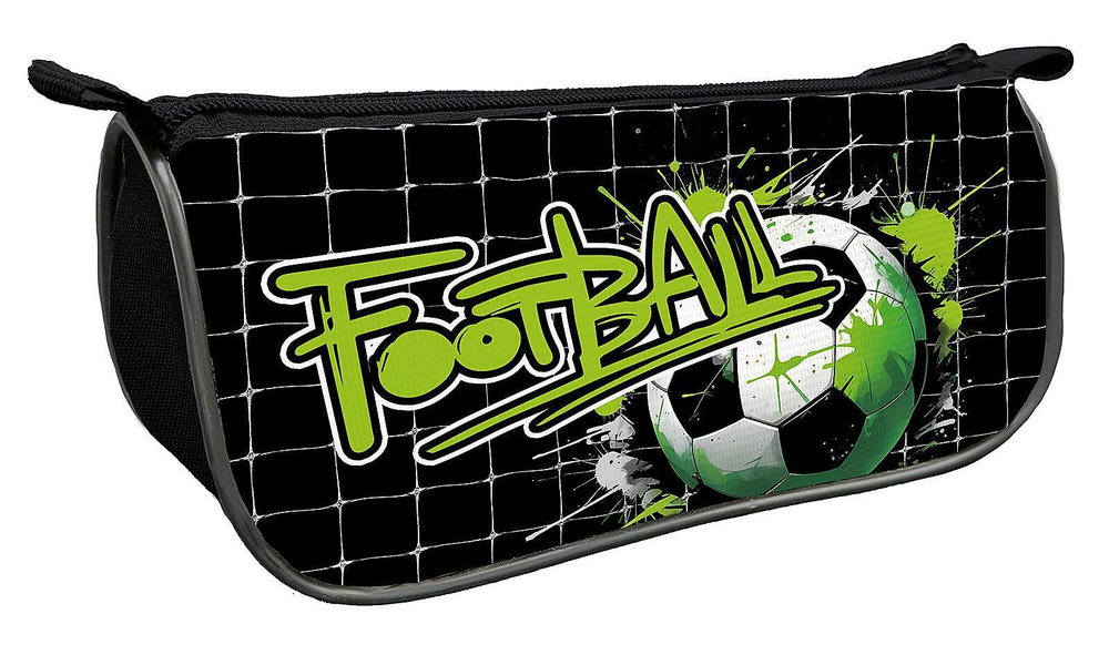 Пенал-косметичка объемный на молнии Премиум 220/105/65 "Green Football 2025" печать на ткани (Пчёлка