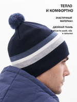 Шапка Apscale Urge Pom Dark Blue с шерстью демисезонная