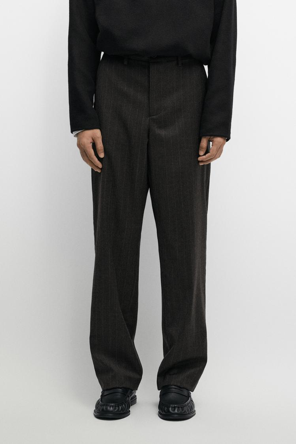 Massimo Dutti Брюки в полоску из 100% шерсти, коричневый