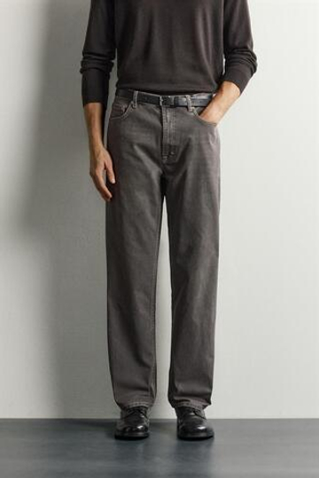 ZARA БРЮКИ STRAIGHT FIT, КОРИЧНЕВЫЙ