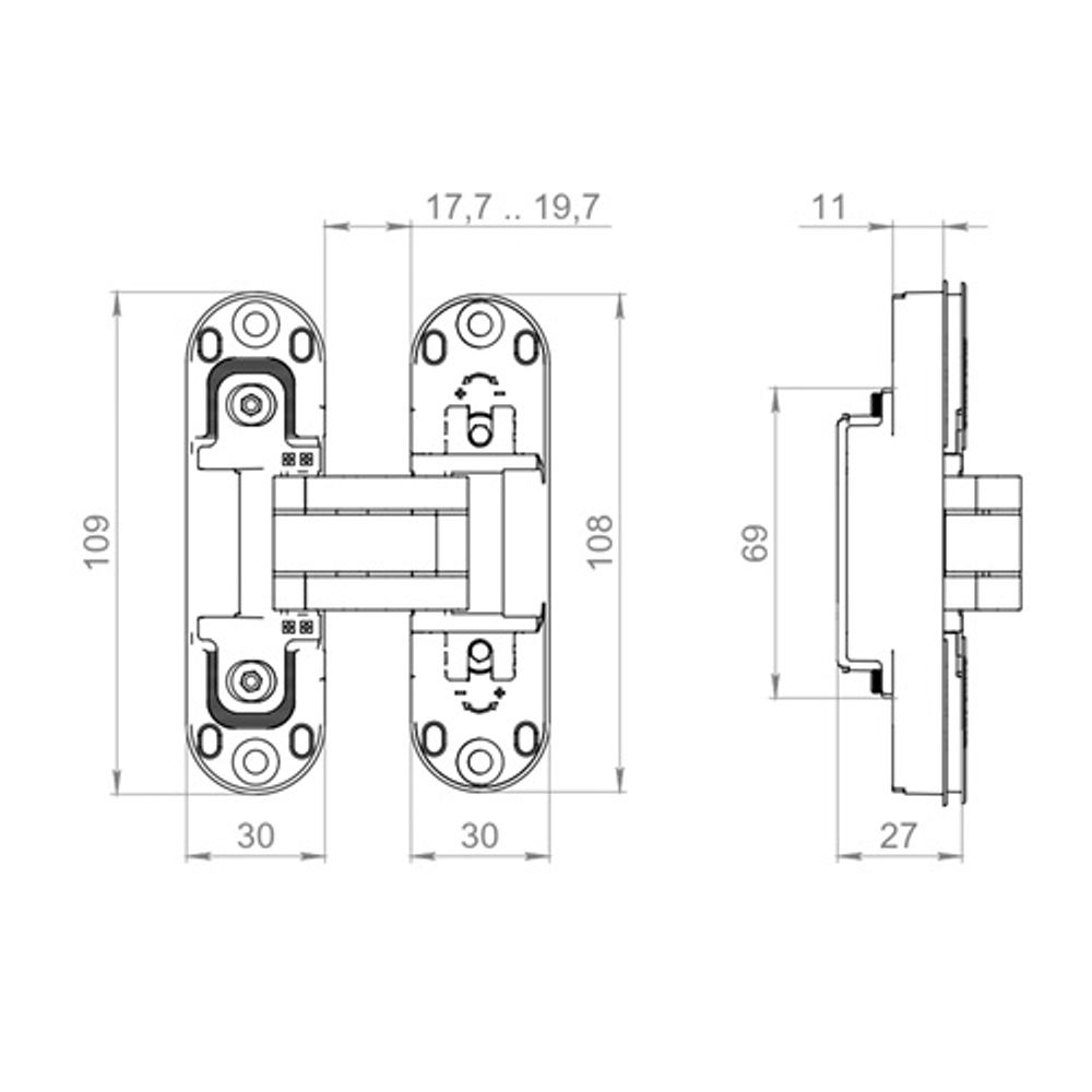 Петля скрытой установки ARMADILLO U3D2002.TG (AGB Eclipse 2.2) BL черный /61221/ (1шт)