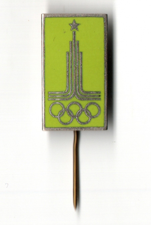 Нагрудный знак фрачник Олимпийские игры в Москве 1980 - тяжелый металл, горячая эмаль - СССР