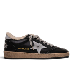 Men’s Ball Star Shearling in Black Leather and Suede With White Leather Star