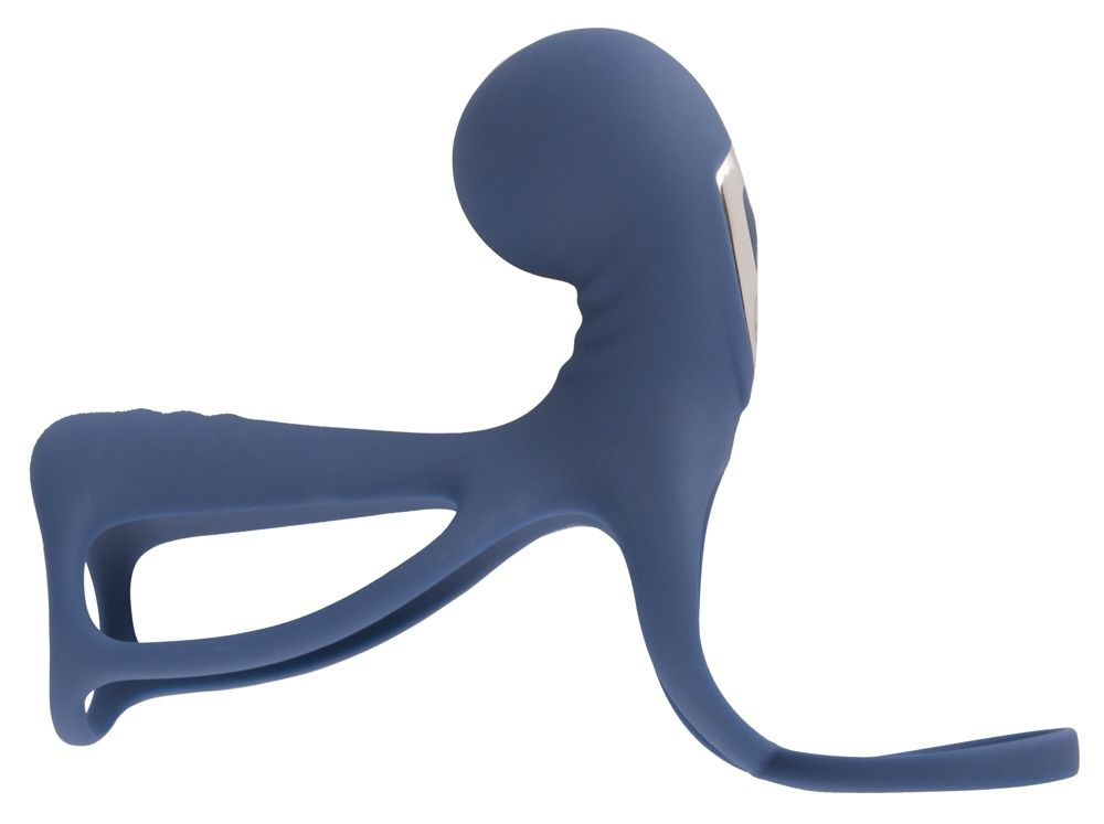 Синяя вибронасадка на пенис Vibrating Cock Sleeve with Ball Ring (Цвет: синий)