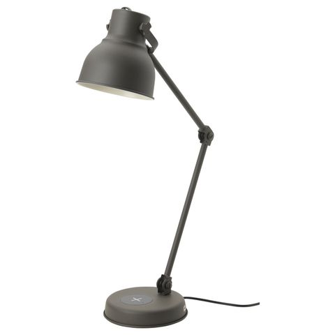 Настольный светильник с беспроводной зарядкой IKEA HEKTAR (ХЕКТАР), Темно-серый, 16 см