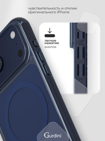 Чехол противоударный для iPhone 17 Pro / 18 Pro 6.3" Gurdini Clarity Case TPU Midnight Blue