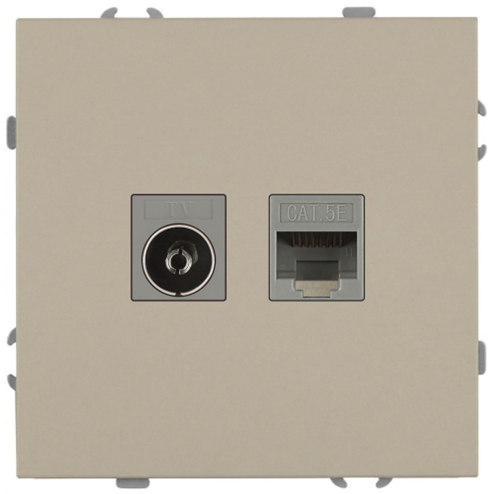 Розетка ЭРА Galaxy 15-3110-04 комбинированная RJ45+TV IP20 шампань | Эра Galaxy