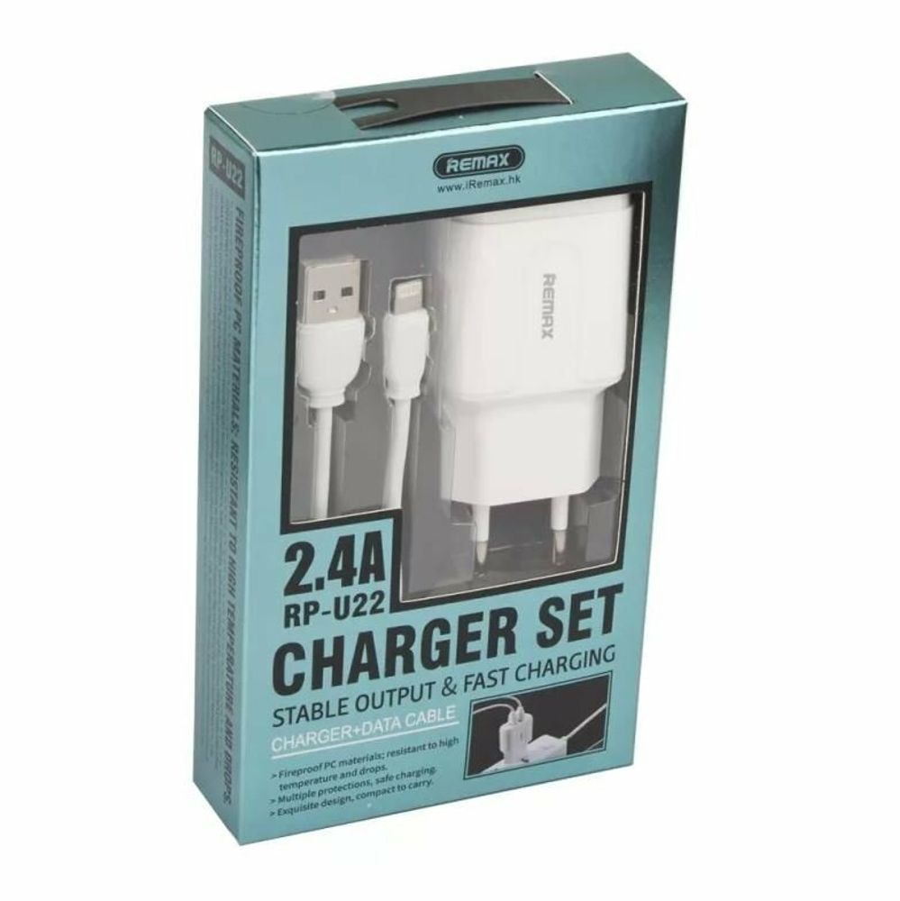 Блок питания Remax RP-U22 Dual Usb c кабелем белый Блок питания Remax RP-U22 Dual Usb c кабелем белый