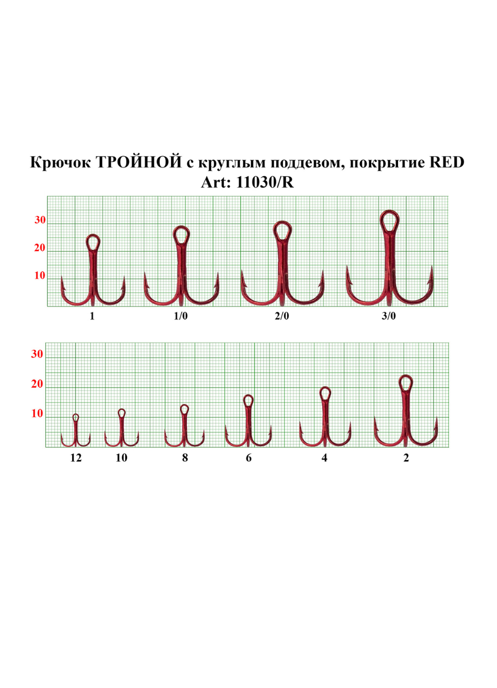Крючок рыболовный Fish Crystal тройной TREBLE 11030/RED №6 (5 упаковок)