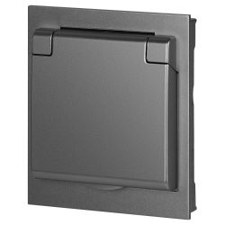 Розетка ЭРА Arktik 16-2103-06 с заземлением 2P+E Schuko со шторками с крышкой 16А-250В графит | Эра Arktik