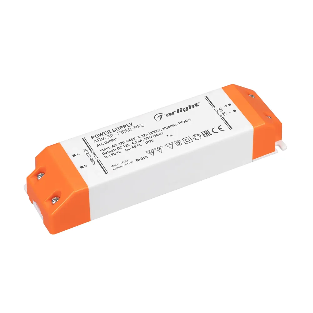 Блок питания ARV-SP-12050-PFC (12V, 4.16A, 50W) (Arlight, IP20 Пластик, 5 лет) Блок питания ARV-SP-12050-PFC (12V, 4.16A, 50W) (Arlight, IP20 Пластик, 5 лет)