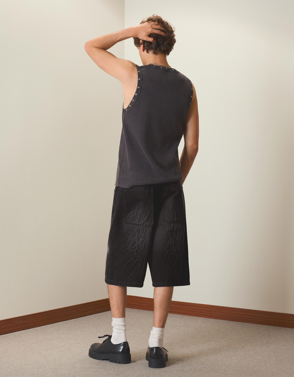 Мужские джинсовые бермуды baggy fit, арт. 1890/388 - BERSHKA