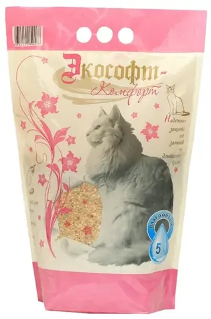 ЭКОСОФТ-КОМФОРТ Наполнитель впитывающий для кошек с добавлением силикагеля, 5 л (2,1 кг)