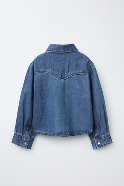ZARA ДЖИНСОВАЯ РУБАШКА СО ШВАМИ, СИНИЙ