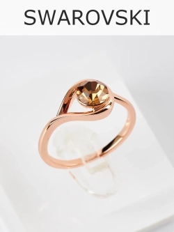 Кольцо Белла с кристаллом Swarovski шампань