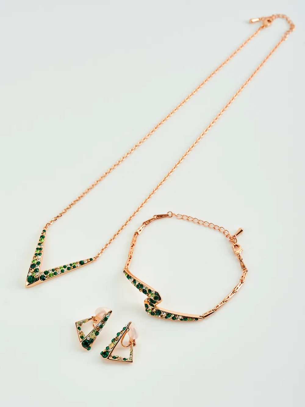Браслет Молния с зелеными кристаллами Swarovski