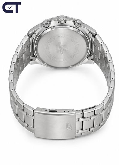 CASIO EFR-539D-1A2VUDF EDIFICE мужские наручные часы — крупный стальной хронограф с чёрным циферблатом и синими акцентами