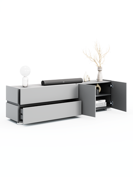 Тумба-ТВ ВЕКТ-2 /1800*500*400/ левая цемент светлый / маренго
