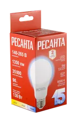 Лампа светодиодная Ресанта LL-R-A65-15W-230-6K-E27 — фото 3
