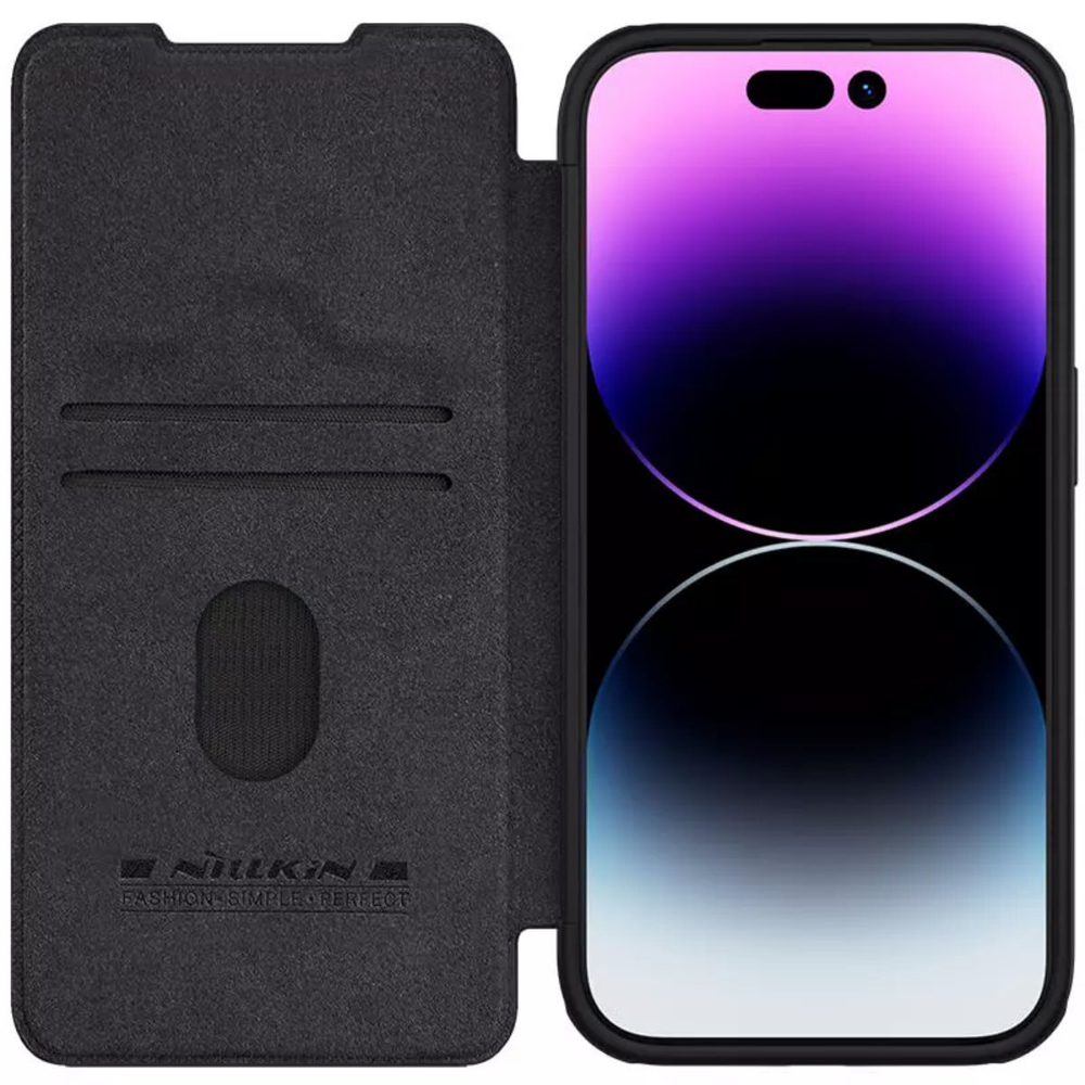 Кожаный чехол-книжка Nillkin Leather Qin Pro c защитой камеры для iPhone 15 Pro Max